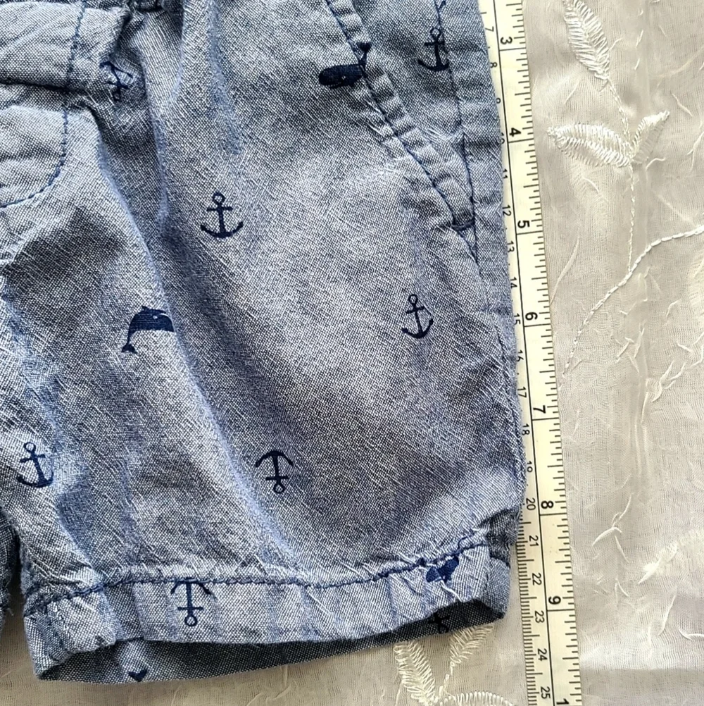 Carters Nautical Blue Boy Shorts 12 Months Preppy Anchor Whale Beach Summer